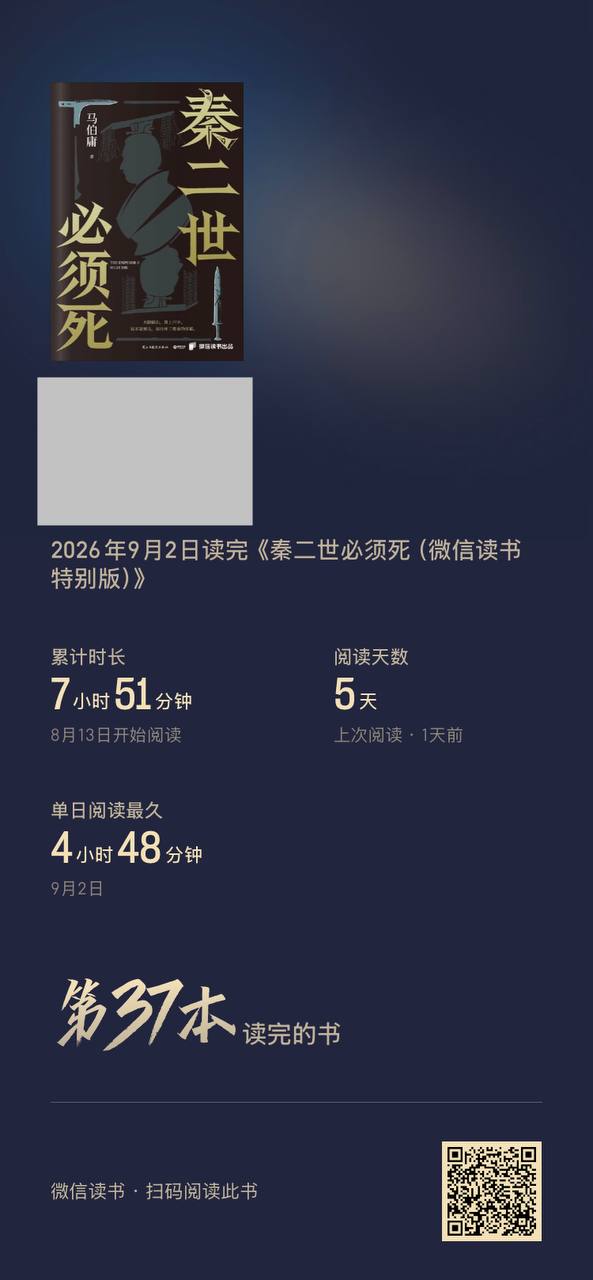微信读书《秦二世必须死》读完记录截图